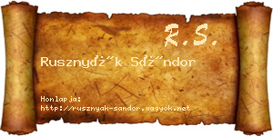 Rusznyák Sándor névjegykártya