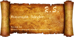 Rusznyák Sándor névjegykártya